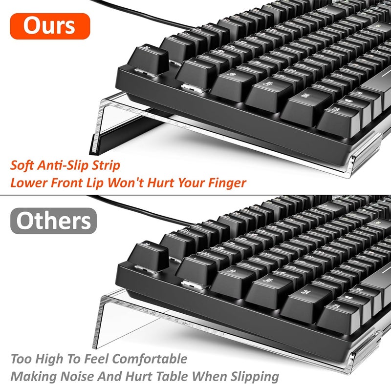 Egchi Computer Keyboard Stand PC Keyboard Stand, Acrylic Tilted Keyboard Stand for Ergonomic Typing Clear Keyboard Tray for Easy Typing and Working, Keyboard Holder with Silicone Non-Slip Case - Image 3